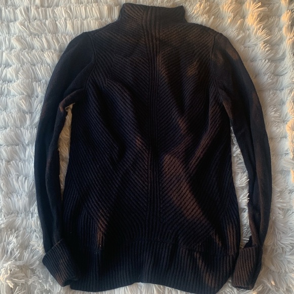 Elie Tahari Blue Wool/Cashmere Mock Neck Sweater - Picture 2 of 5